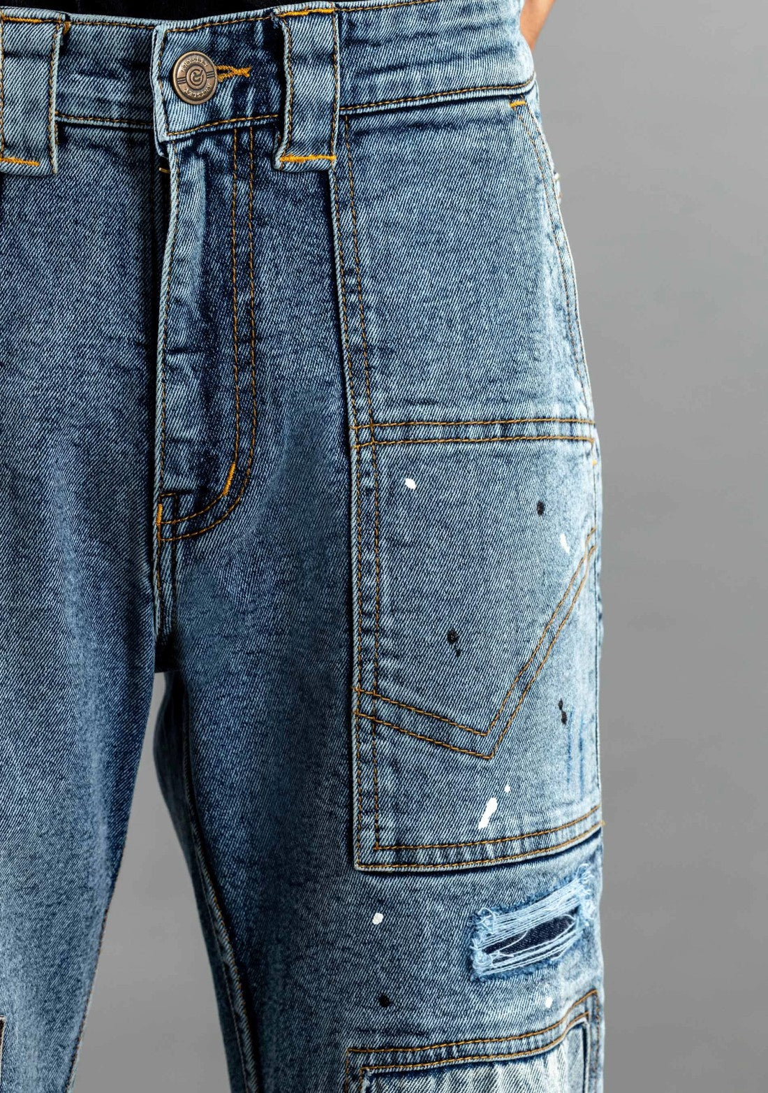 Blue Relaxed Straight Fit Men's Fashion Jeans Male Bottomwear