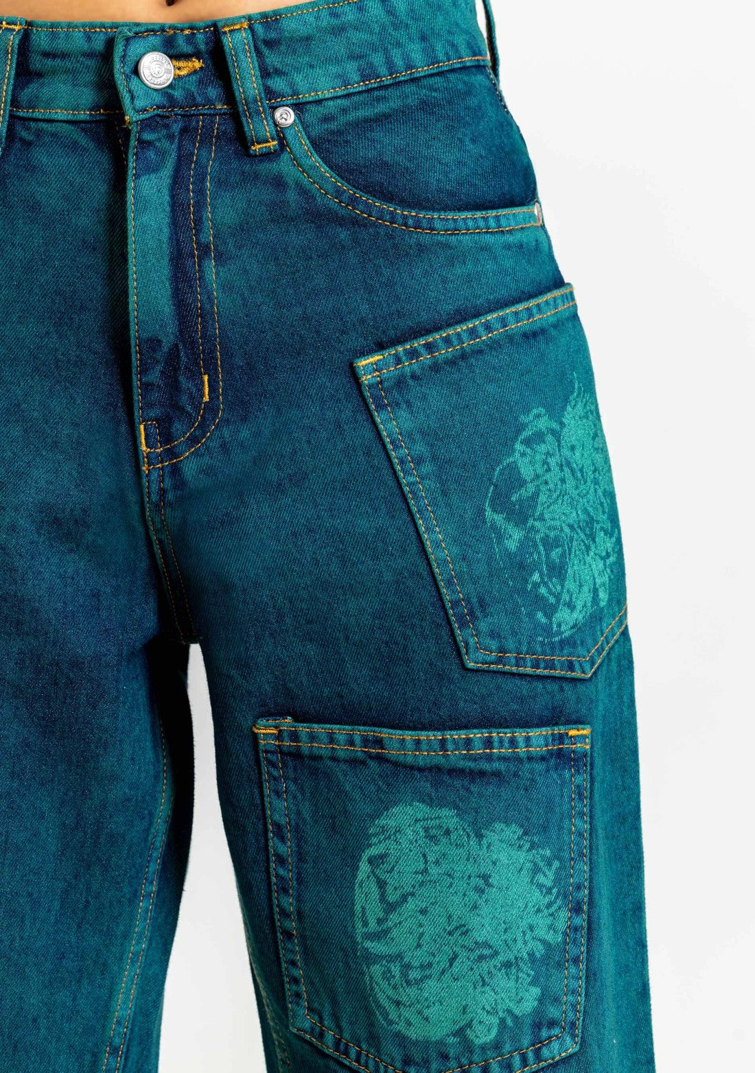 Peacock Green Relaxed Straight Fit Women's Jeans bottom wear
