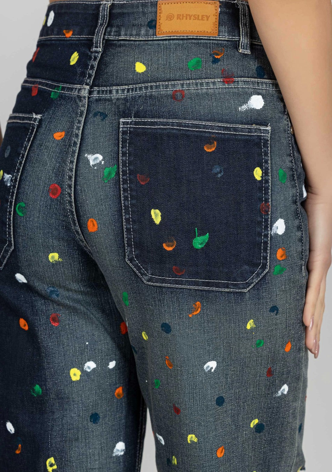 Blue Wide Leg Brush Strokes Painted Women’s Jeans bottom wear