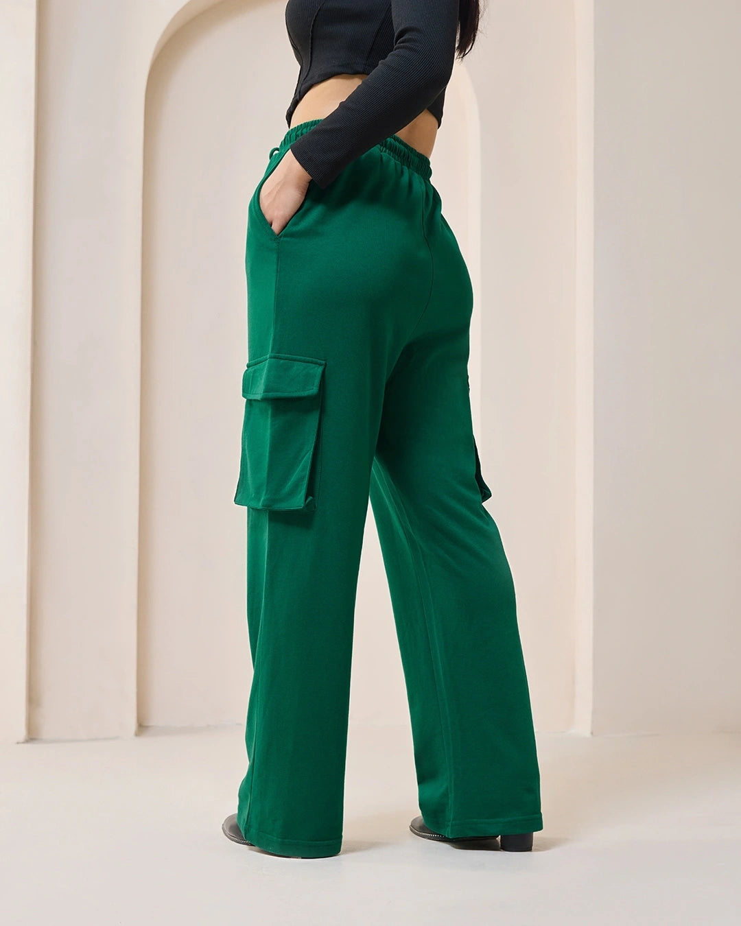 Women's Green Cargo Trackpants bottomwear