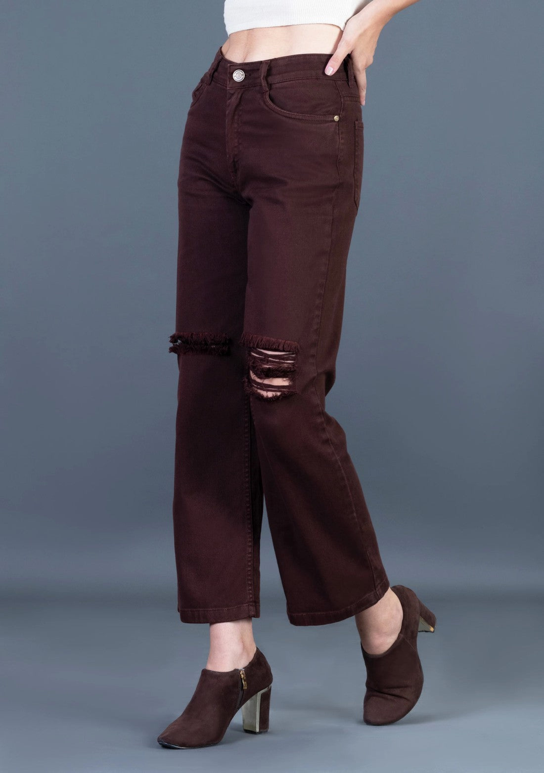 Dark Brown Wide Leg Rhysley Women’s Jeans bottom wear