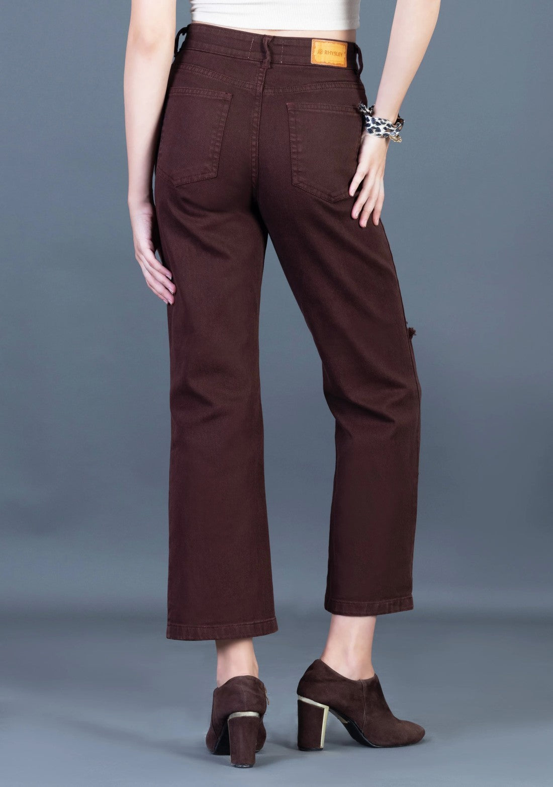 Dark Brown Wide Leg Rhysley Women’s Jeans bottom wear