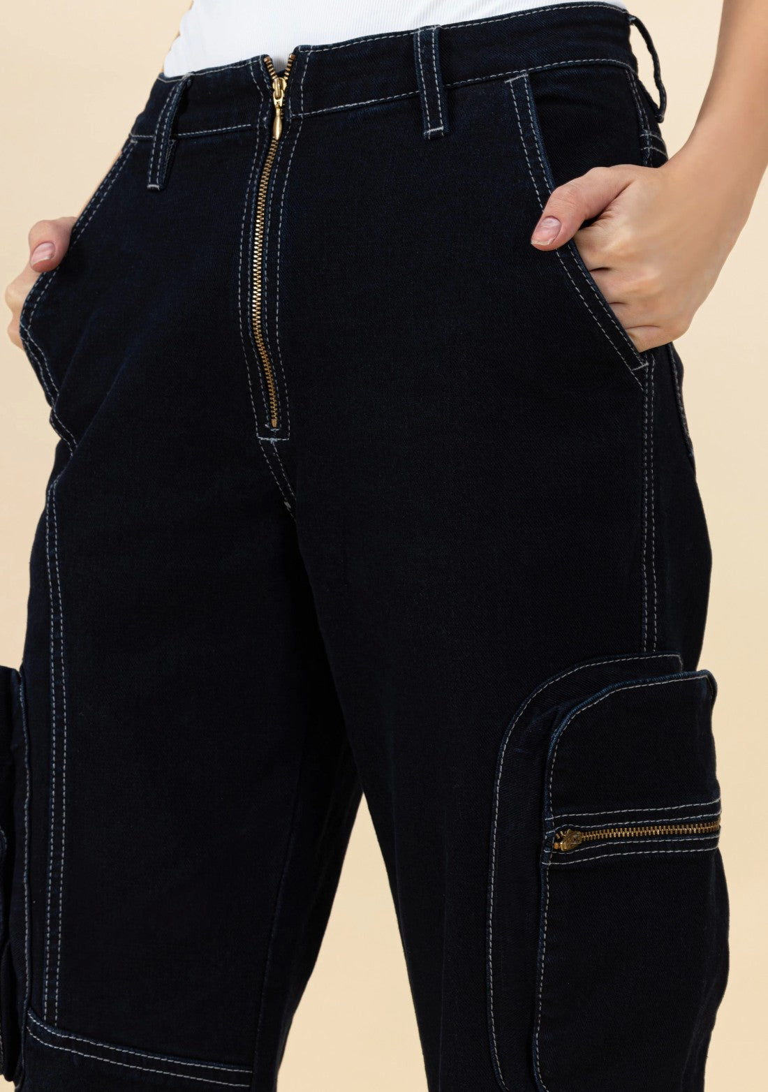 Dark Blue Wide Leg High Rise Rhysley Women's Fashion Jeans bottom wear