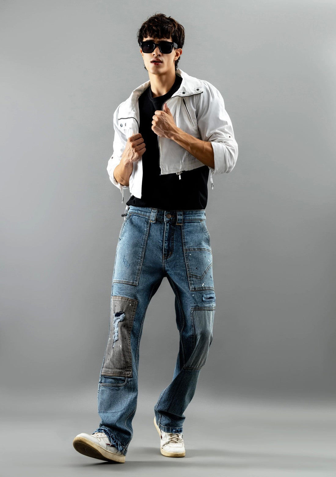 Blue Relaxed Straight Fit Men's Fashion Jeans Male Bottomwear