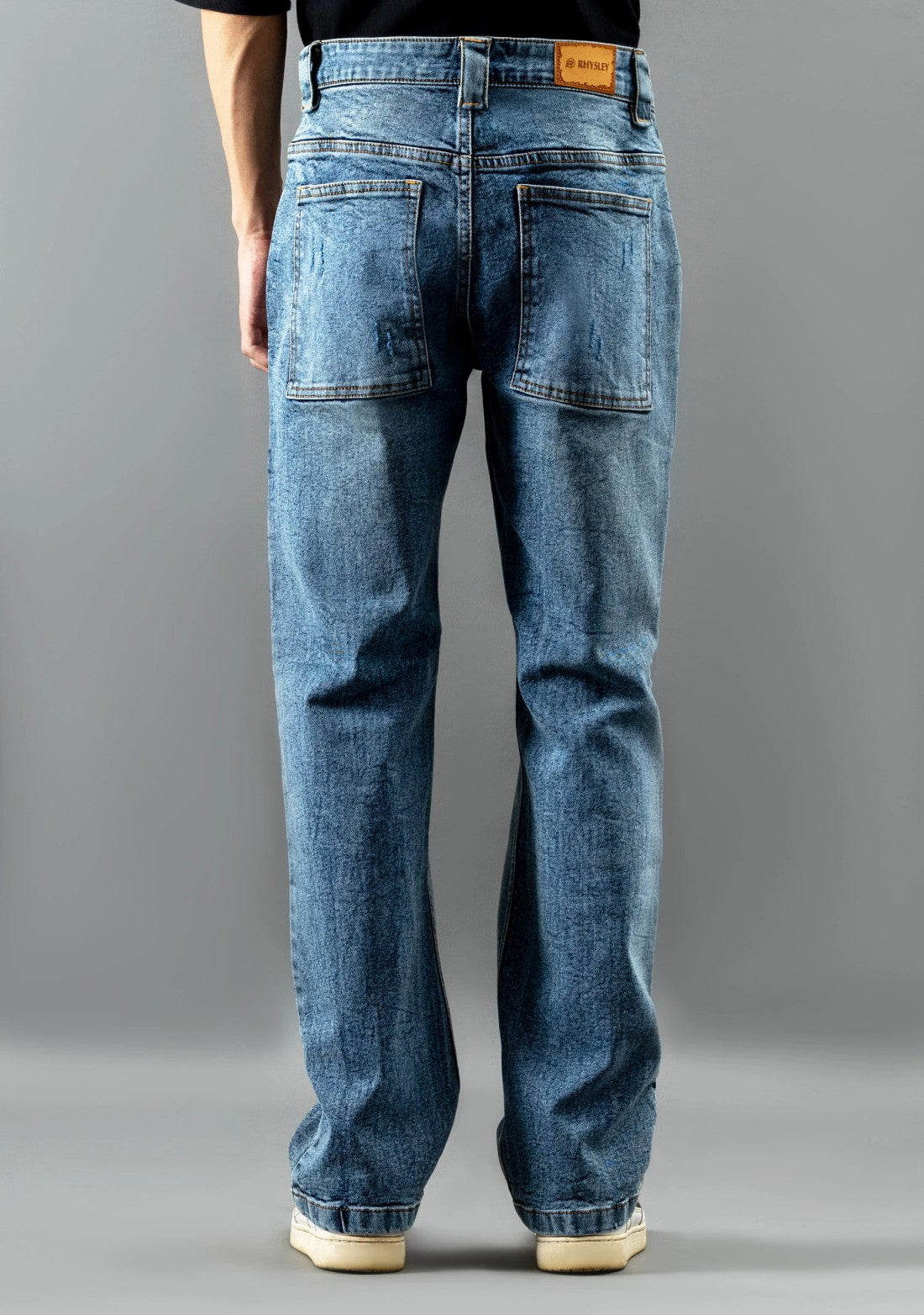 Blue Relaxed Straight Fit Men's Fashion Jeans Male Bottomwear