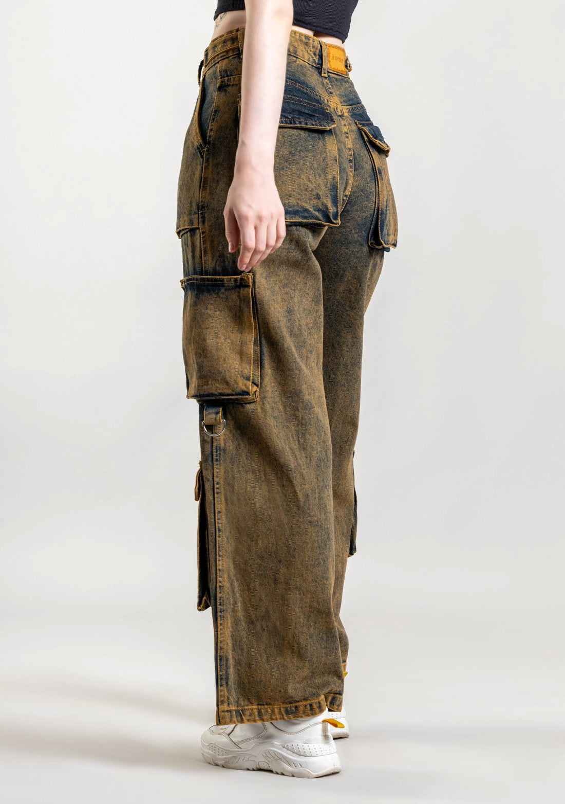 Rust Wide Leg Cargo Style Women's Jeans bottom wear