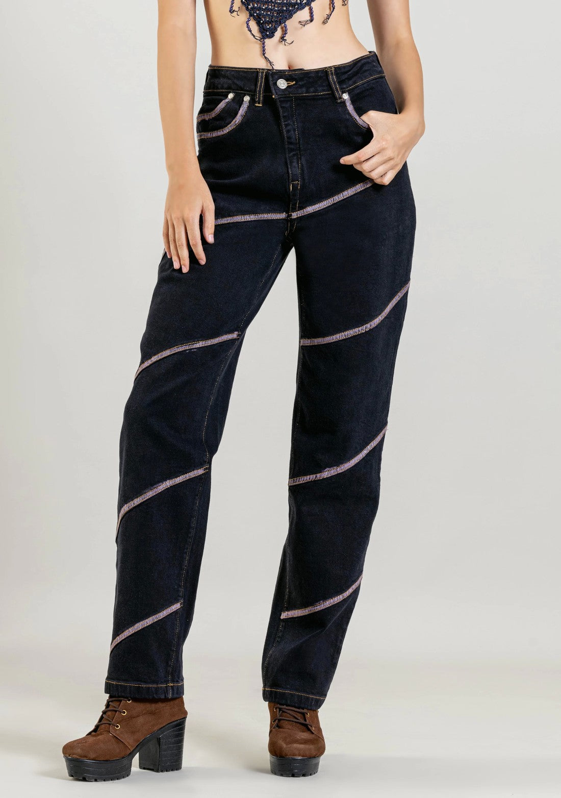 Black Straight Fit Women's Fashion jeans bottom ware