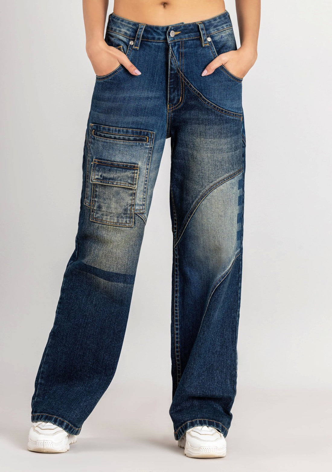 Blue Wide Leg Women's Fashion Jeans bottom ware