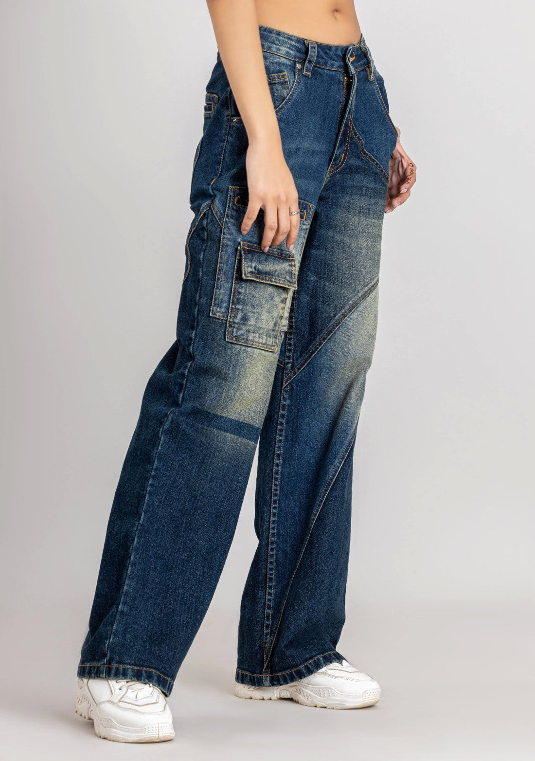 Blue Wide Leg Women's Fashion Jeans bottom ware