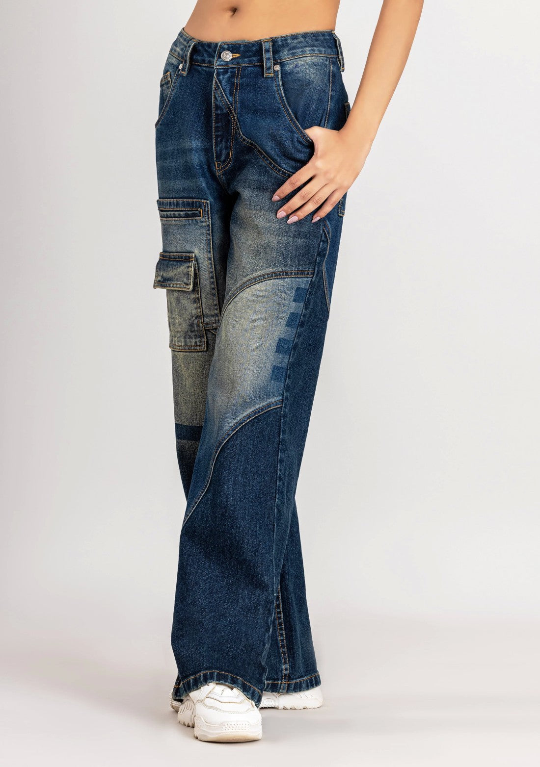 Blue Wide Leg Women's Fashion Jeans bottom ware