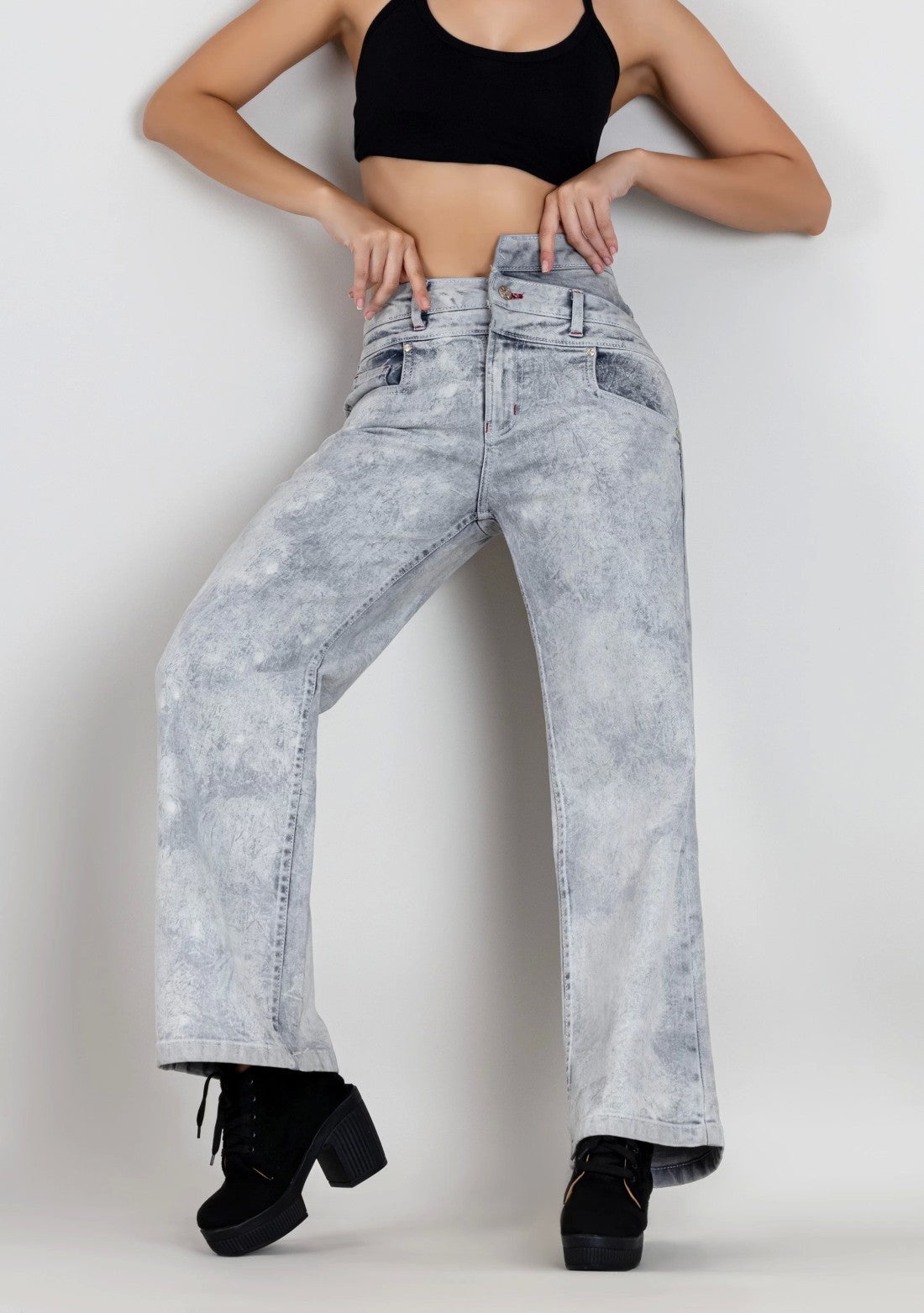 Grey Textured High Waist Women's Jeans bottom ware