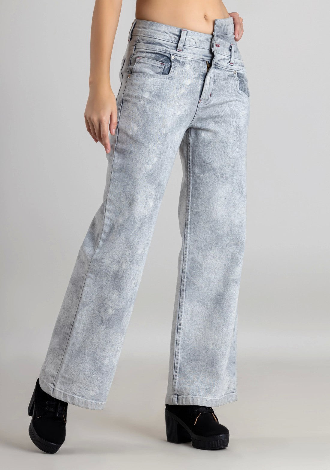 Grey Textured High Waist Women's Jeans bottom ware