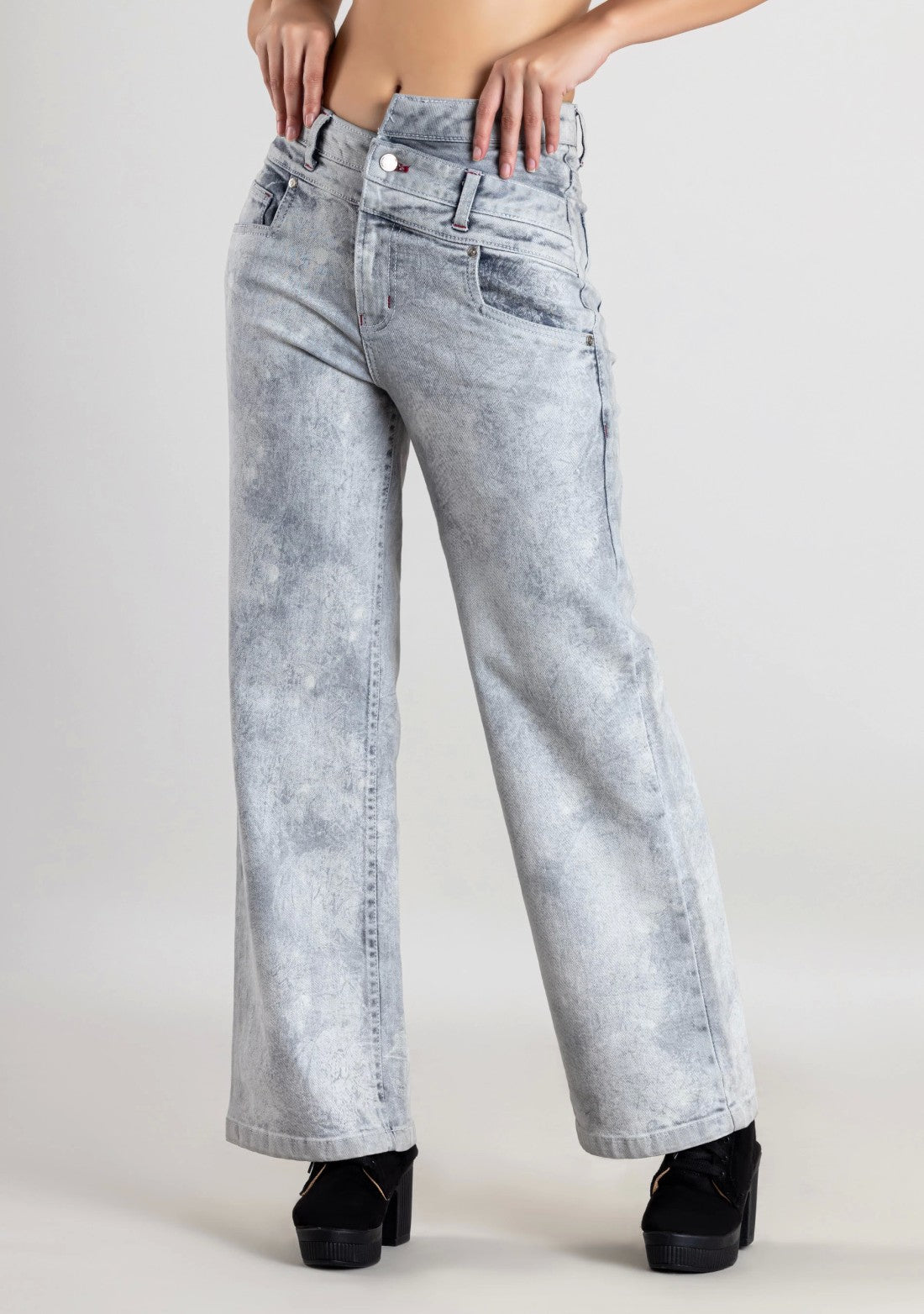 Grey Textured High Waist Women's Jeans bottom ware