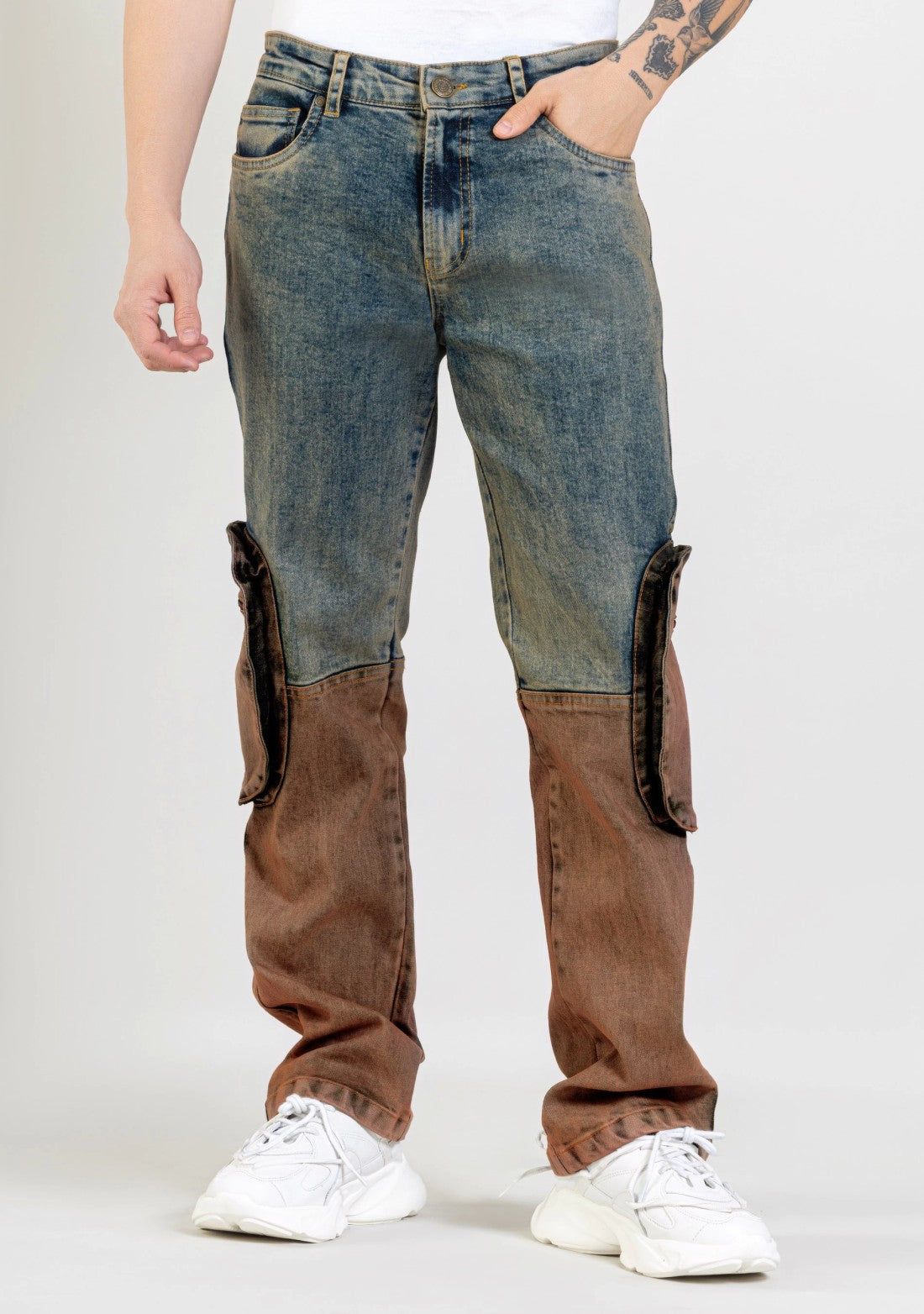 Two Tone Boot Cut Men's Fashion Jeans Male Bottomwear