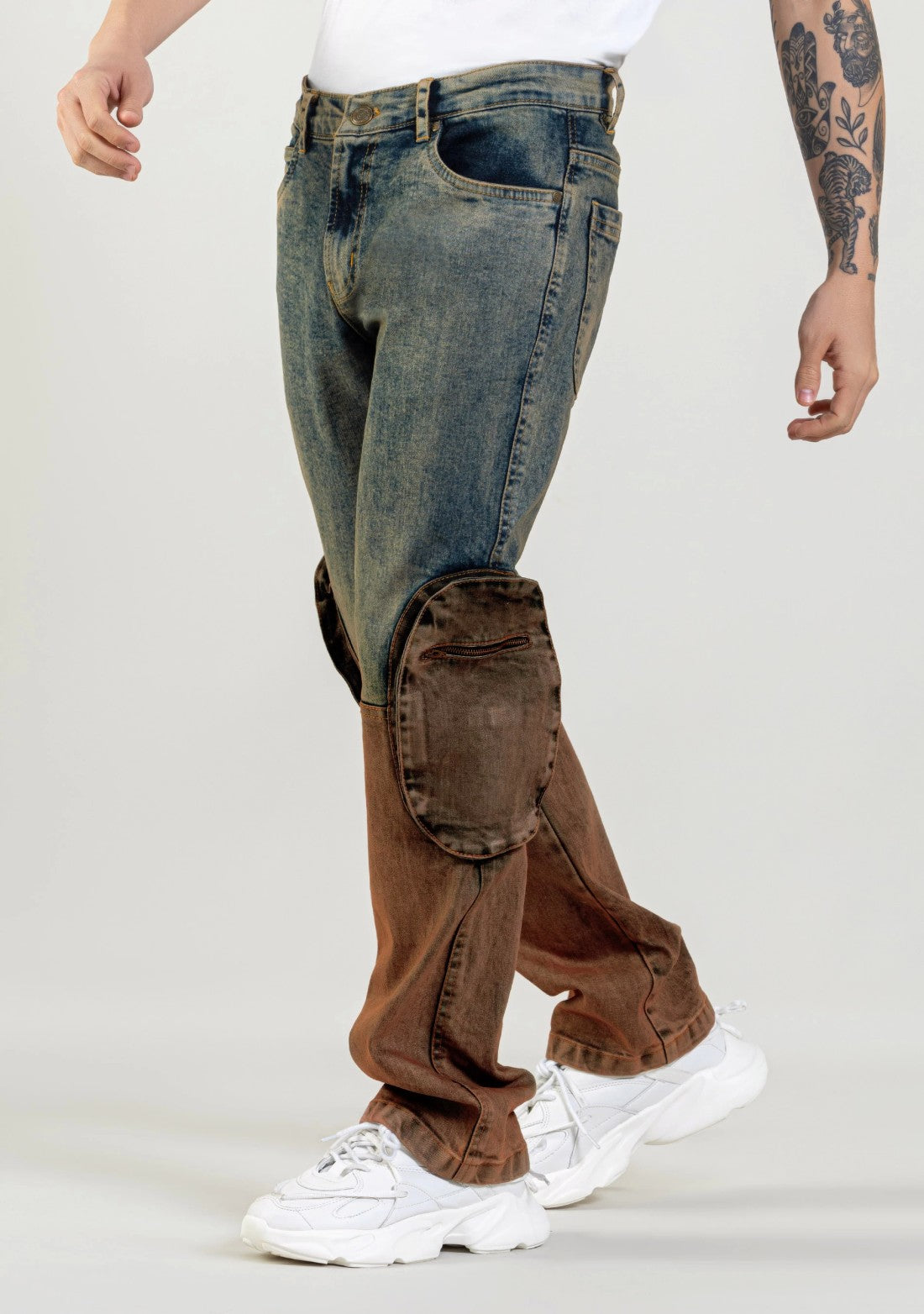 Two Tone Boot Cut Men's Fashion Jeans Male Bottomwear