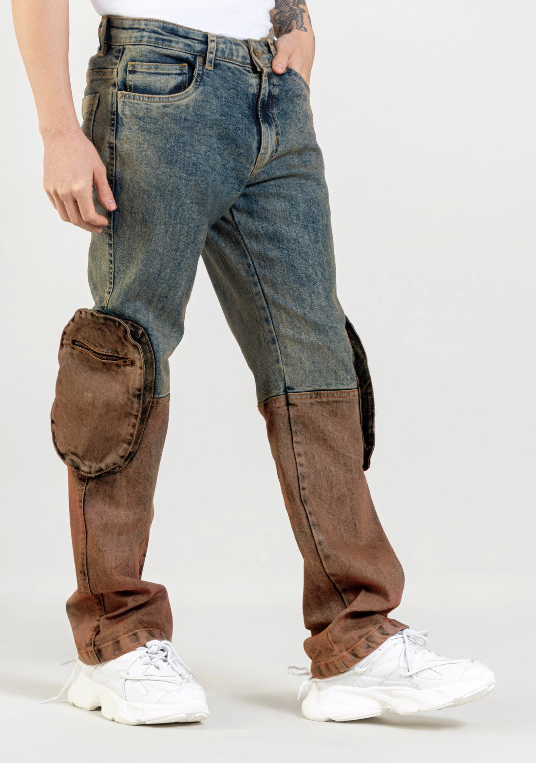 Two Tone Boot Cut Men's Fashion Jeans Male Bottomwear