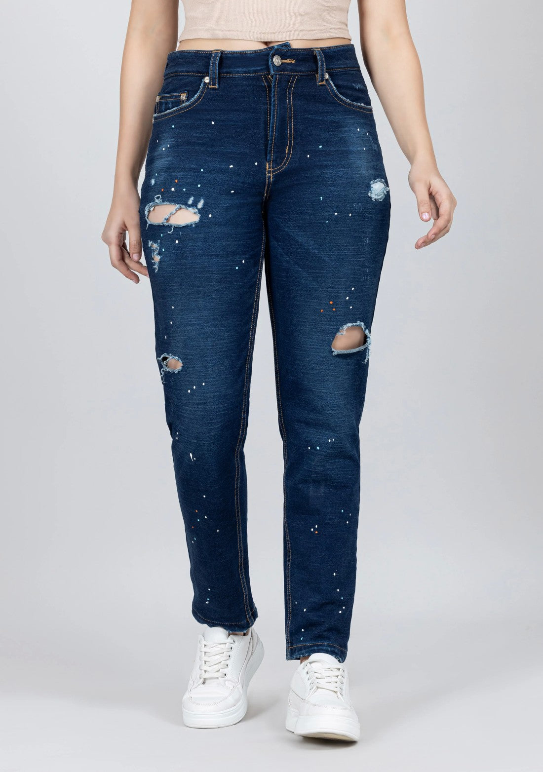 Blue Slim Fit Women's Distressed Jeans bottom wear