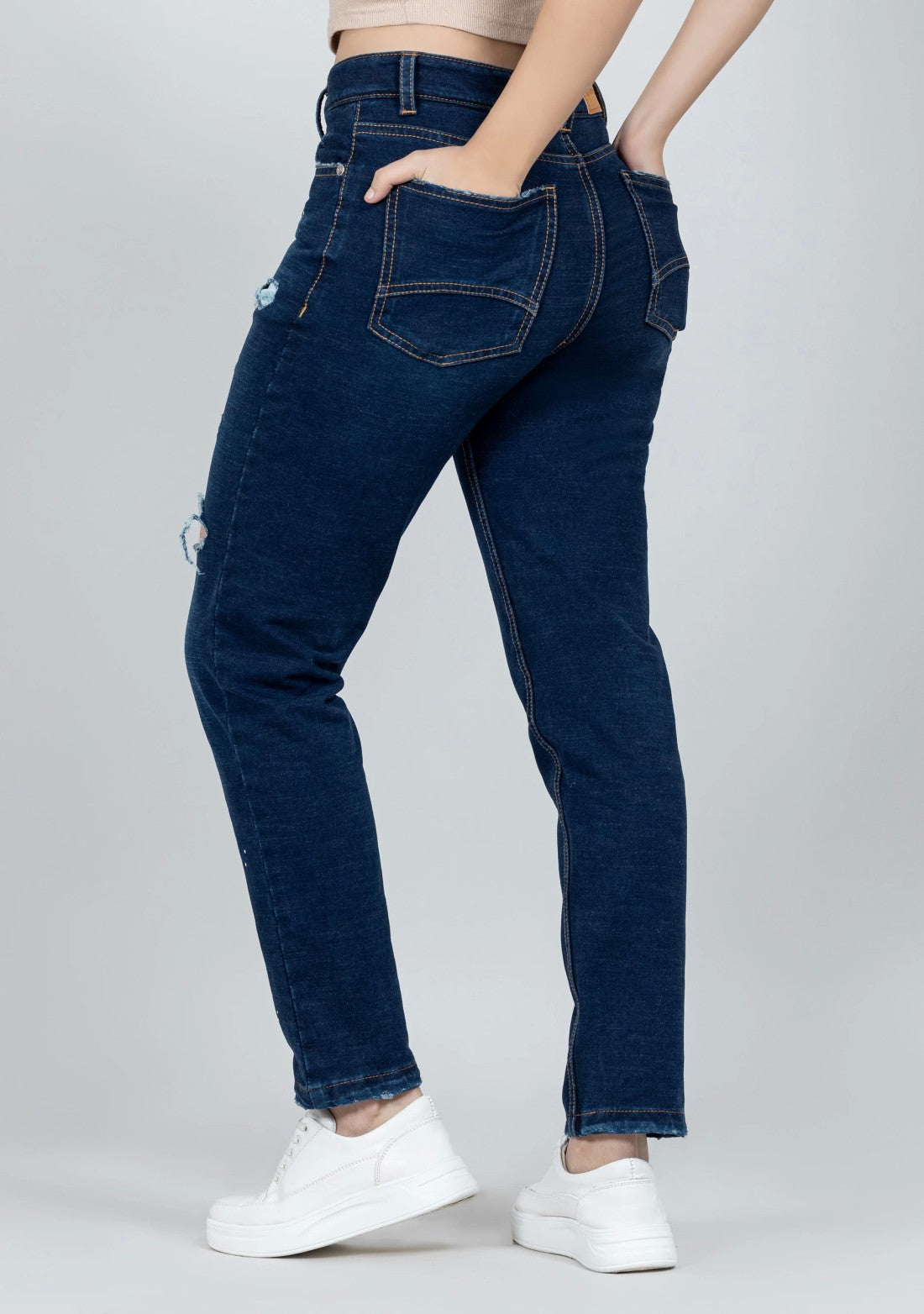 Blue Slim Fit Women's Distressed Jeans bottom wear