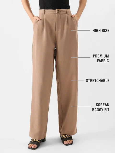 female Korean Pants: Camel bottomwear