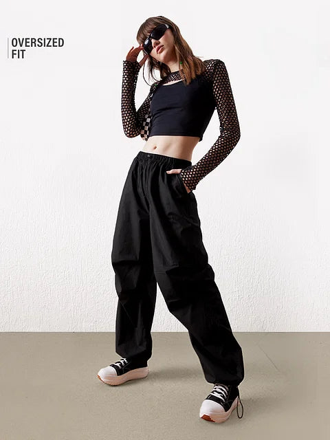 Parachute Pants: Ink Black bottomwear