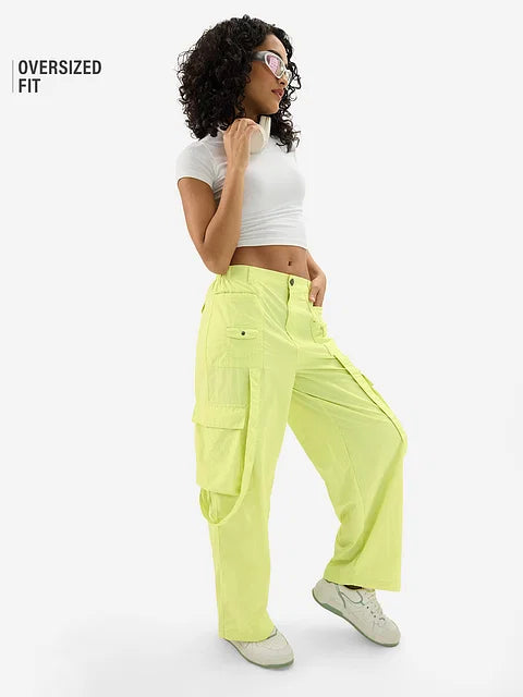 Parachute Pants: Lime bottomwear