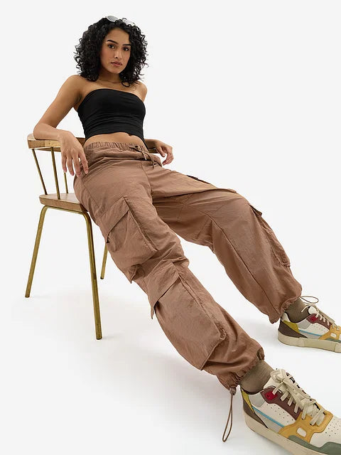 Parachute Pants: Brown bottomwear