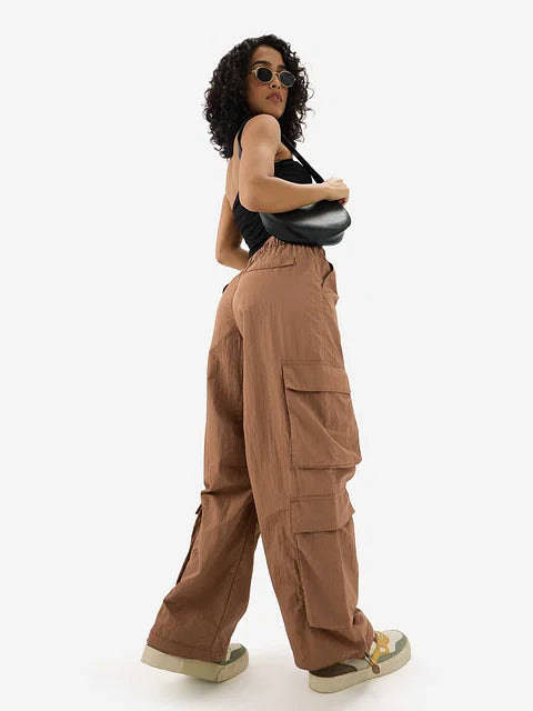 Parachute Pants: Brown bottomwear