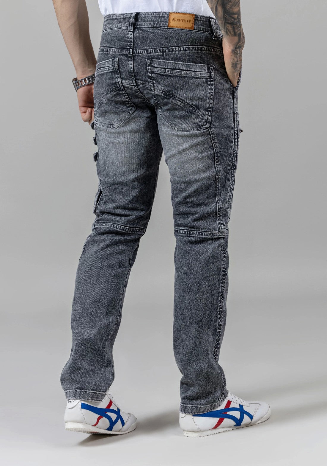 Grey Straight Fit Cut and Sew Men's Fashion Jeans Male Bottomwear