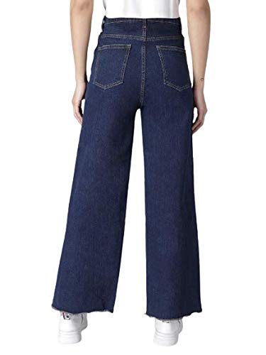 Womens Solid High Rise Cotton Lycra Blend Relaxed Fit Ankle Length Jeans bottomwear