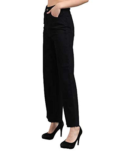 Womens Solid High Rise Cotton Lycra Blend Relaxed Fit Ankle Length Jeans bottomwear