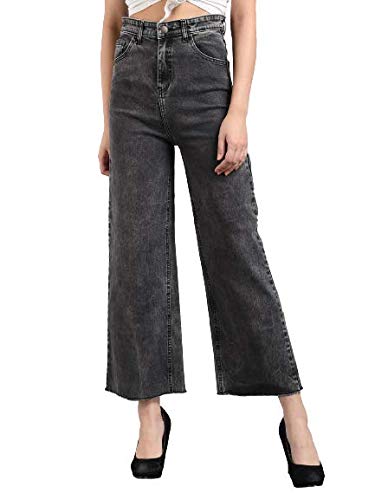 Womens Solid High Rise Cotton Lycra Blend Relaxed Fit Ankle Length Jeans bottomwear