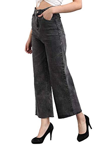 Womens Solid High Rise Cotton Lycra Blend Relaxed Fit Ankle Length Jeans bottomwear