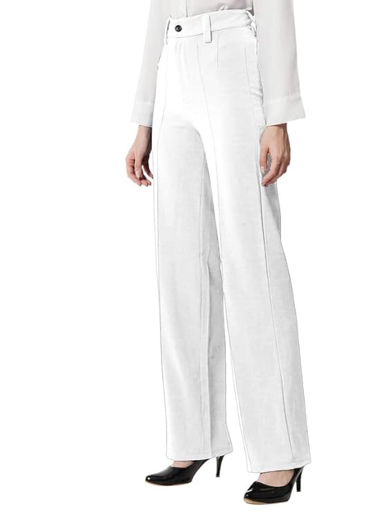 SIRIL Women's Lycra Solid Regular Fit Button and Zipper Clouser Straight Trouser Pant bottomwear