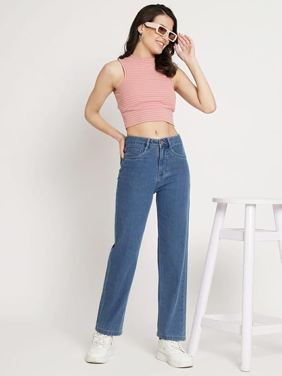 female Regular Straight Fit High Rise Stretchable Jeans for Women bottomwear