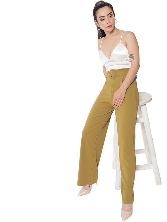 Women's High Rise Viscose Rayon Relaxed Fit Korean Trousers bottomwear