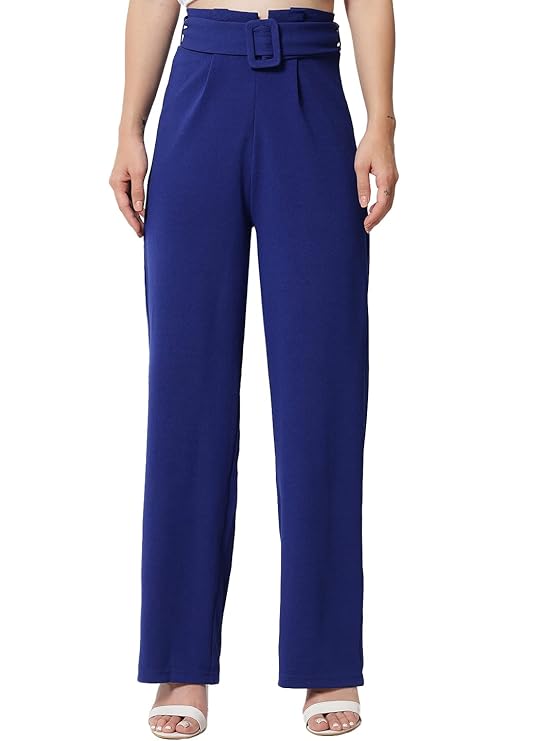 Women's High Rise Viscose Rayon Relaxed Fit Korean Trousers bottomwear