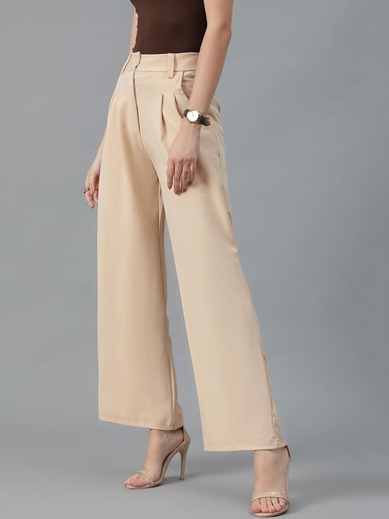 female High Rise Viscose Rayon Relaxed Fit Korean Trousers bottomwear