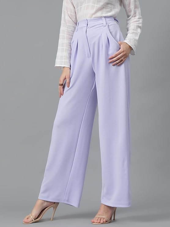 female High Rise Viscose Rayon Relaxed Fit Korean Trousers bottomwear