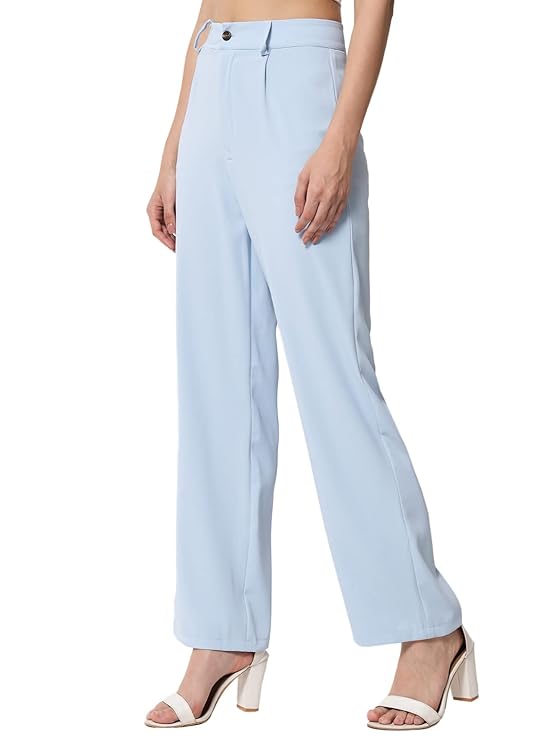 Women's High Rise Viscose Rayon Relaxed Fit Trousers bottomwear