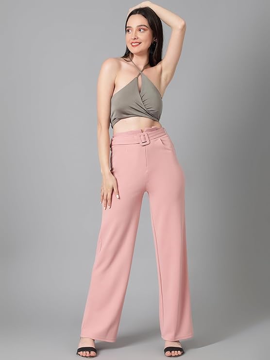 Women's High Rise Viscose Rayon Relaxed Fit Korean Trousers bottomwear