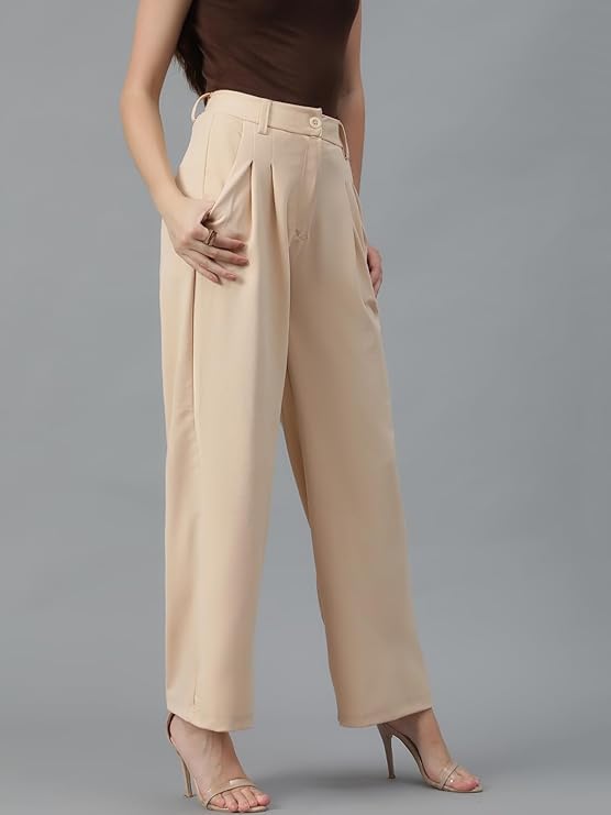 female High Rise Viscose Rayon Relaxed Fit Korean Trousers bottomwear