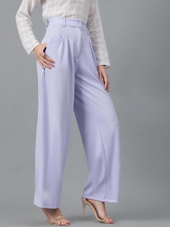 female High Rise Viscose Rayon Relaxed Fit Korean Trousers bottomwear