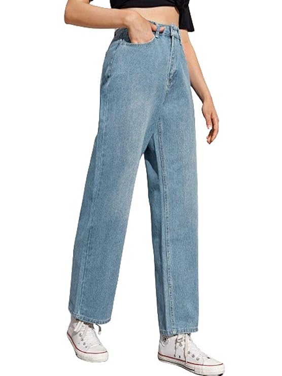 female High Rise Relaxed Fit Cotton Lycra Blend Ankle Length Jeans bottomwear