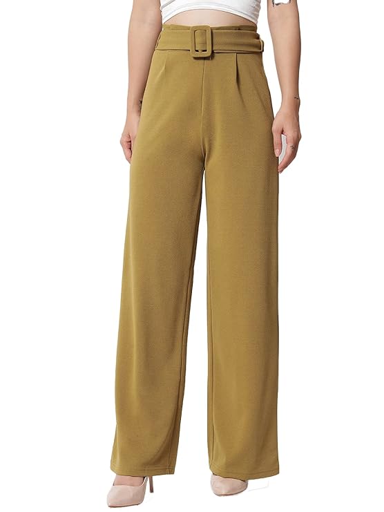 Women's High Rise Viscose Rayon Relaxed Fit Korean Trousers bottomwear