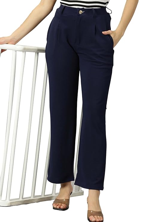 female Trouser with Button Closure || Regular fit Trousers for Womens bottomwear