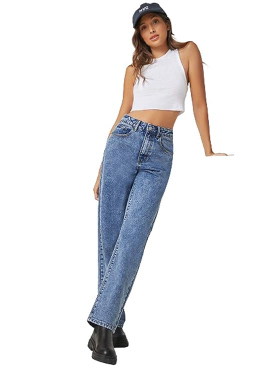 female High Rise Relaxed Fit Cotton Lycra Blend Ankle Length Jeans bottomwear