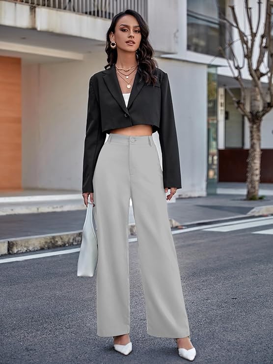 female High Waist Wide Leg Pants  bottomwear