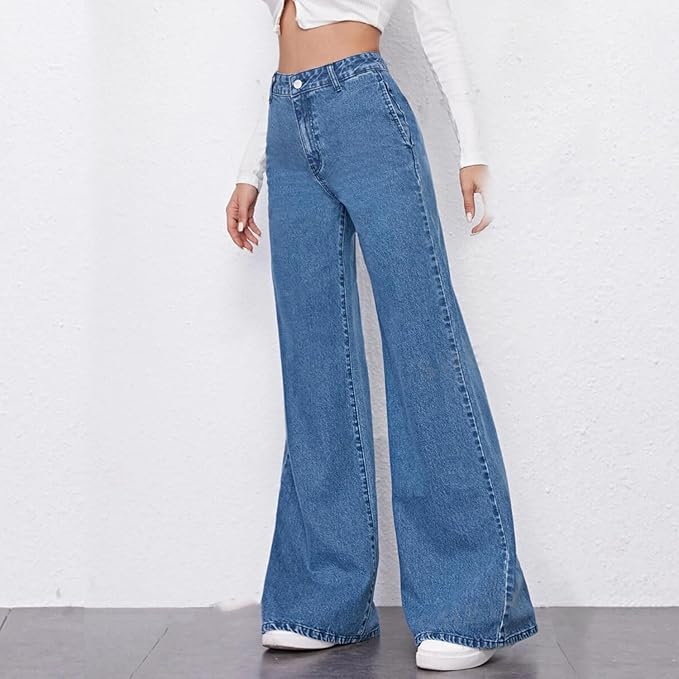 SHIE DENIM Womens Jeans Mid Waisted Straight Leg Loose Stretchy Lightweight Tummy Control Trendy Jeans for Women bottomwear