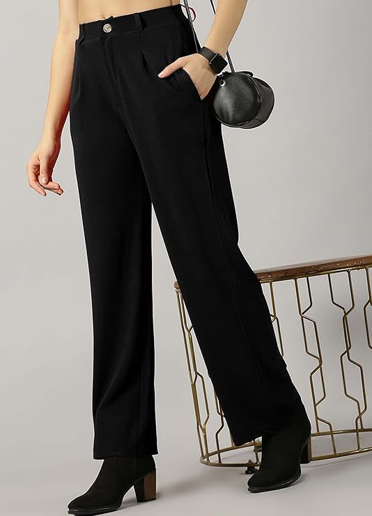 female Trouser with Button Closure || Regular fit Trousers for Womens bottomwear