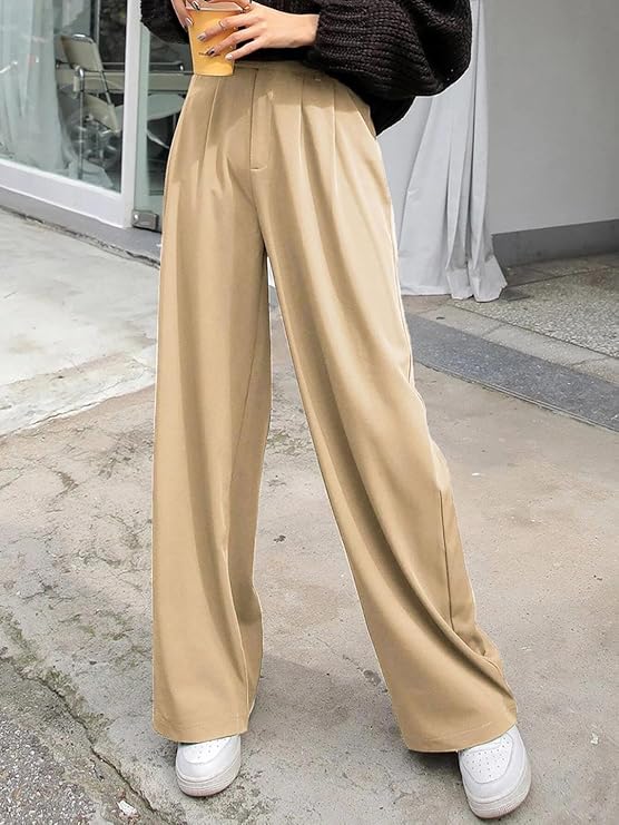 Womens Cotton Blend Straight Fit Solid Trousers bottomwear